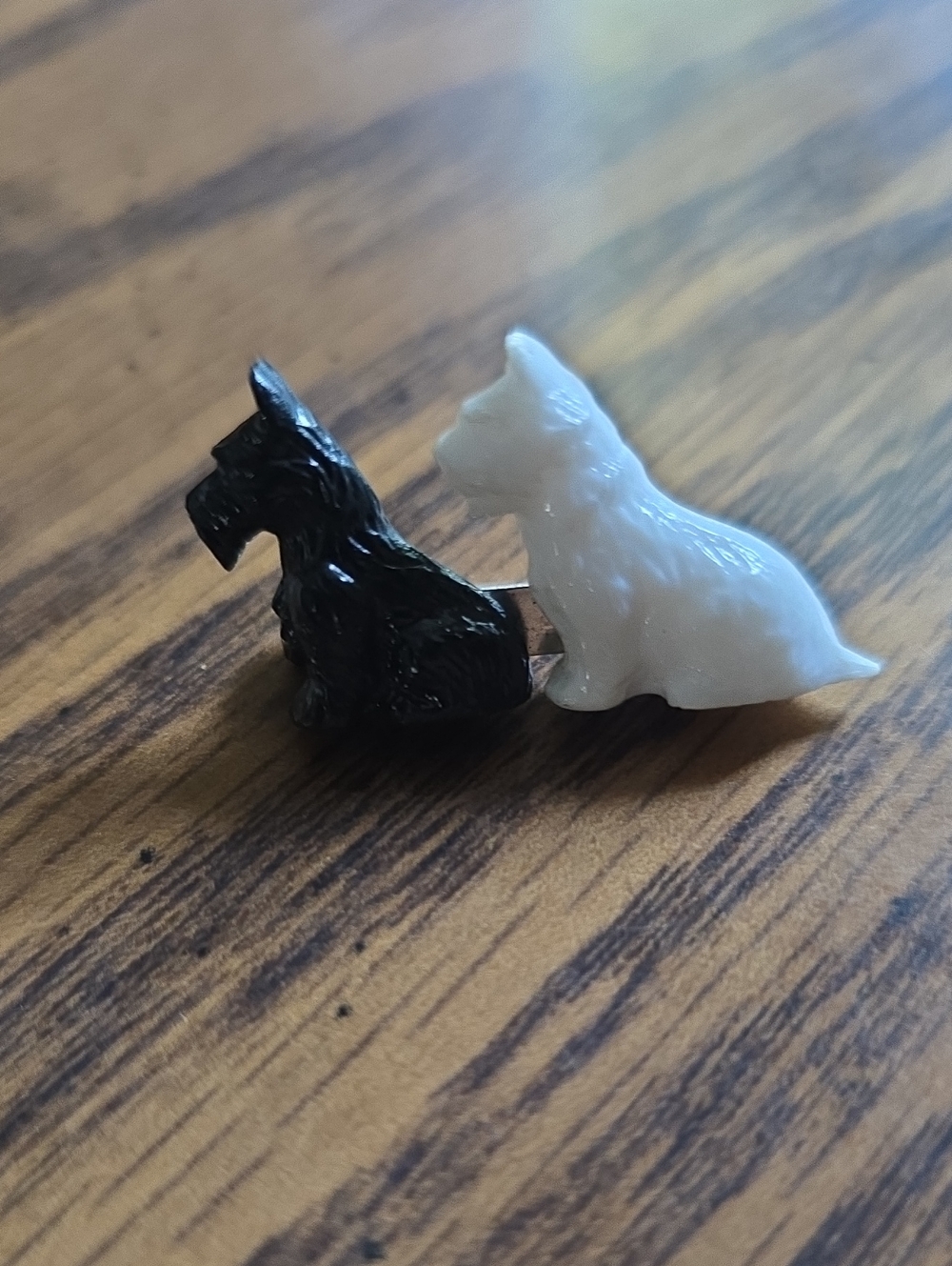Vintage Scottie Dog  in Black and White Brooch 1940's